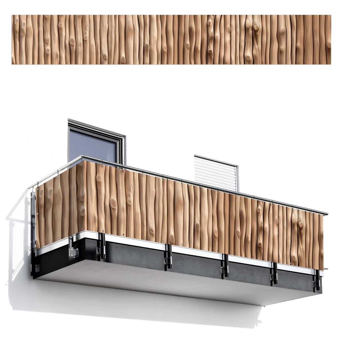 BALKON-SICHTSCHUTZ Holz - Stiel - Hellbraun - Ahornfarben, Kunststoff (500/80cm) - MuchoWow