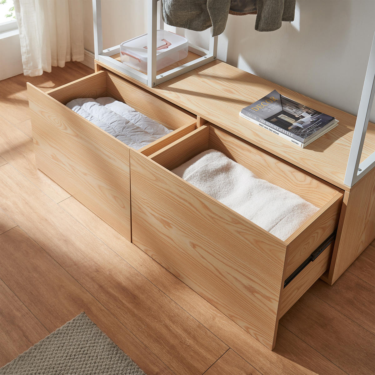 GARDEROBENSTÄNDER Egmating - Eichefarben/Weiß, Holzwerkstoff/Metall (120/180/40cm) - [en.casa]