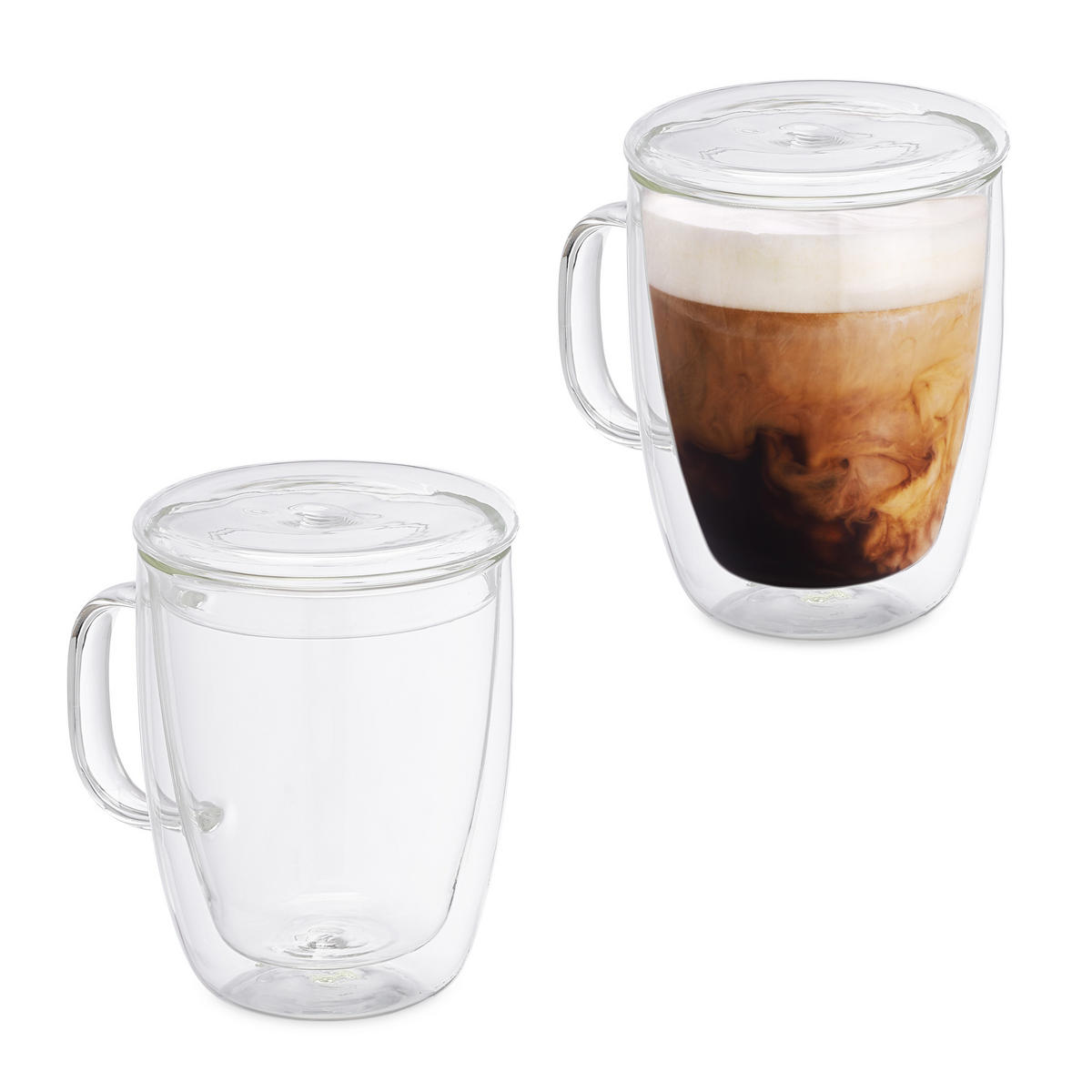 2XKAFFEEGLÄSER - Transparent, Glas - Relaxdays