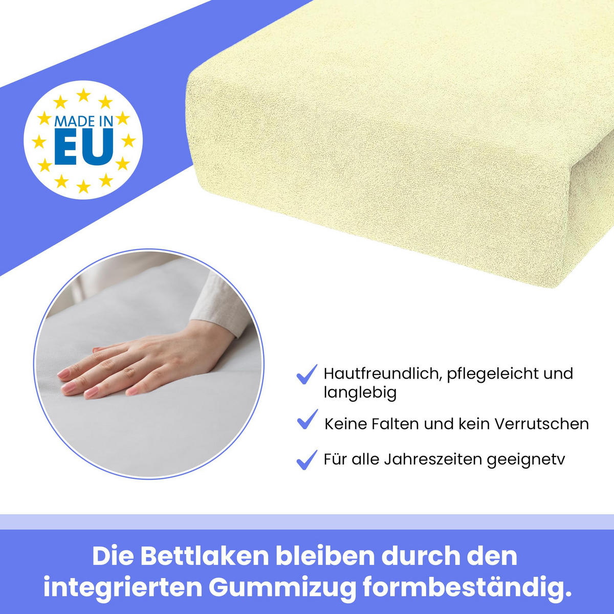 SPANNBETTLAKEN 80/180 cm, Frottee Elastisch 100 % Baumwolle Creme - Creme, Textil (80/180cm) - Best For Home