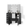 ECKSCHMINKTISCH Enna Schwarz 110 cm mit LED Beleuchtung und Bank - Schwarz, Holzwerkstoff (110/141.5/54cm) - Livinity®