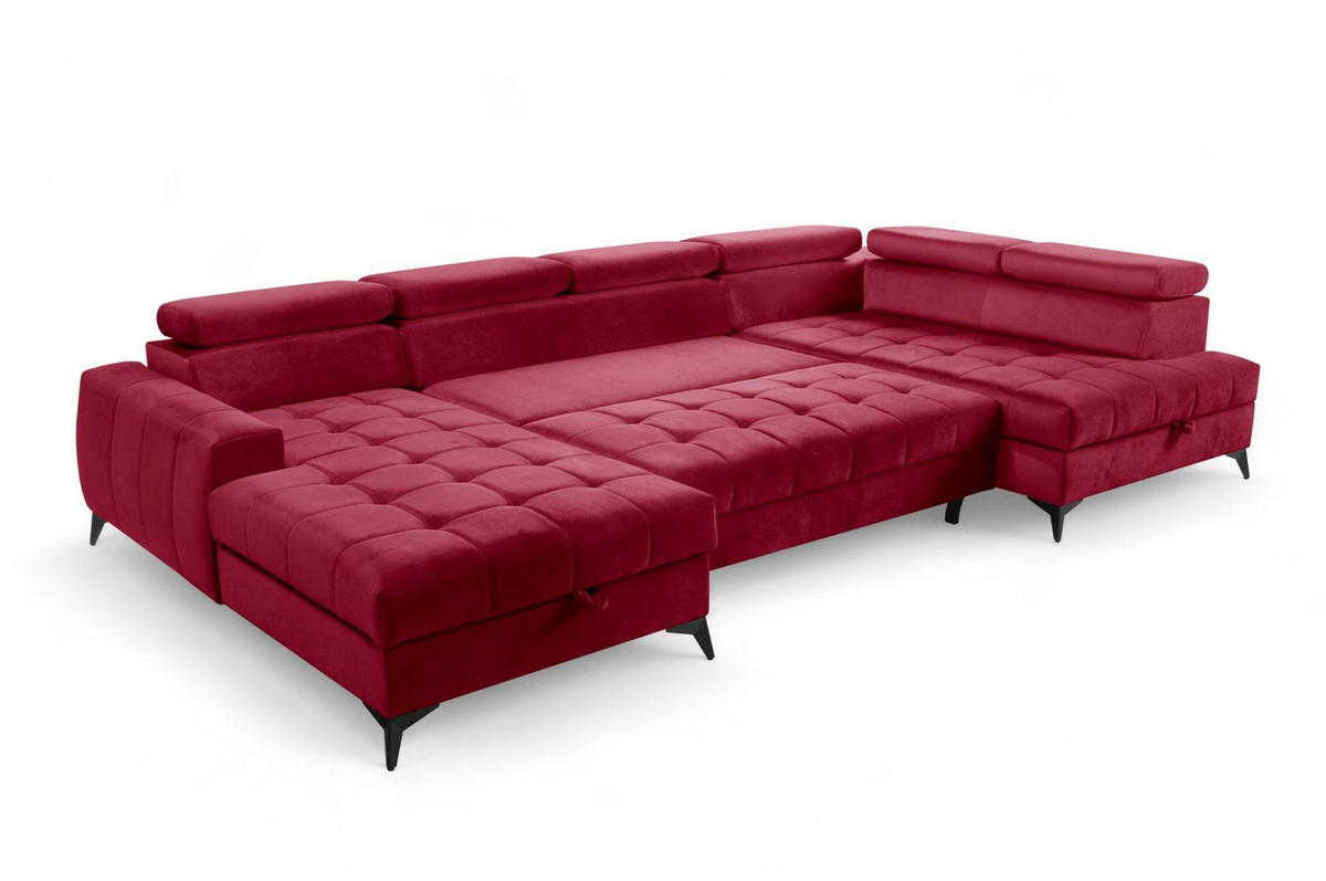 WOHNLANDSCHAFT Agnesa In Salvador - Rot, Holzwerkstoff/Textil (345/95/200cm) - Fun Möbel