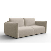 SOFA TAUER 3-Sitzer, Bouclé-Stoff beige - Beige/Schwarz, Holz/Textil (206/84/112cm) - Courtois Laville
