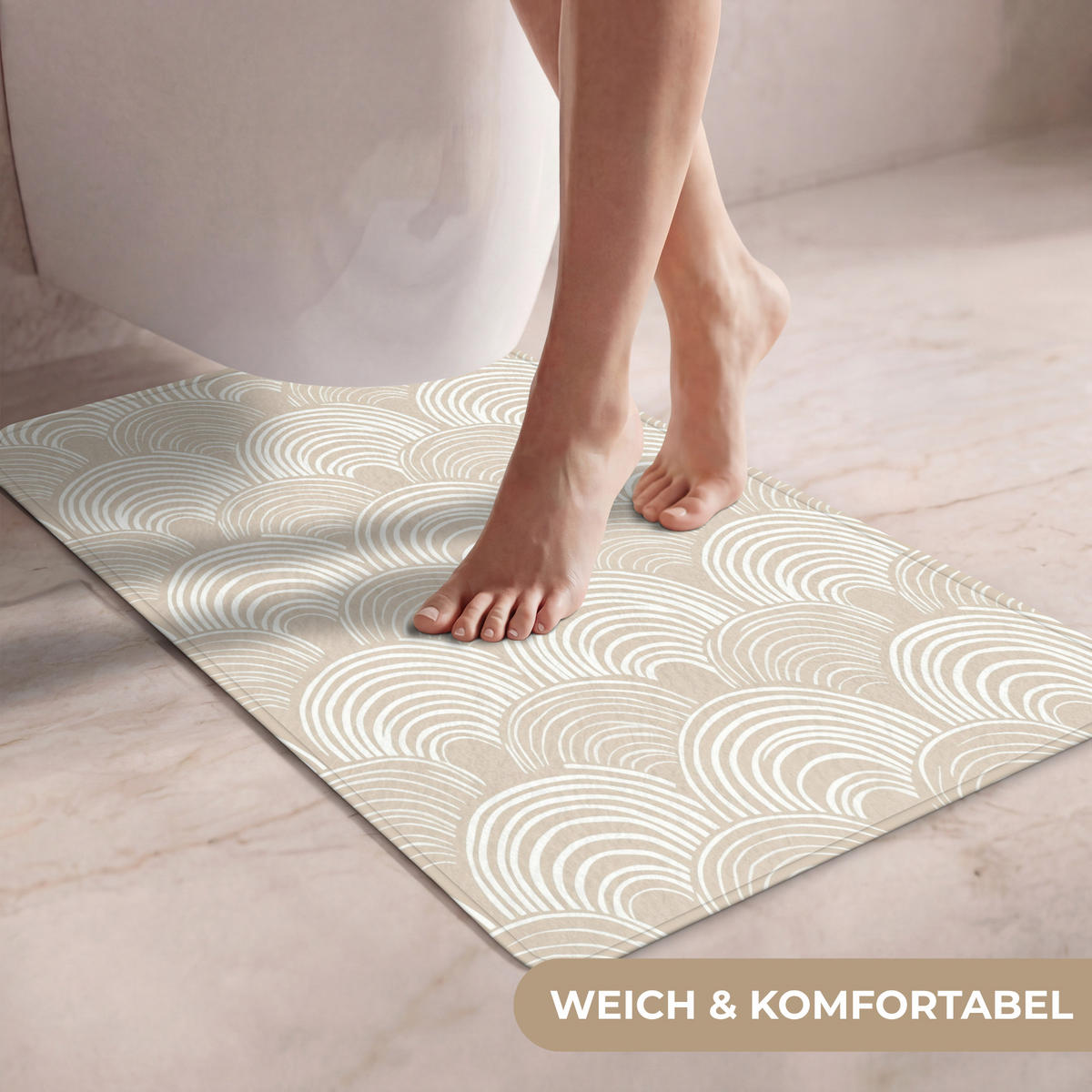 WC PŘEDLOŽKA Vlny - Textura - Béžová 50x80 cm - kašmírová, textil/plast (50/1cm) - OnlyWow