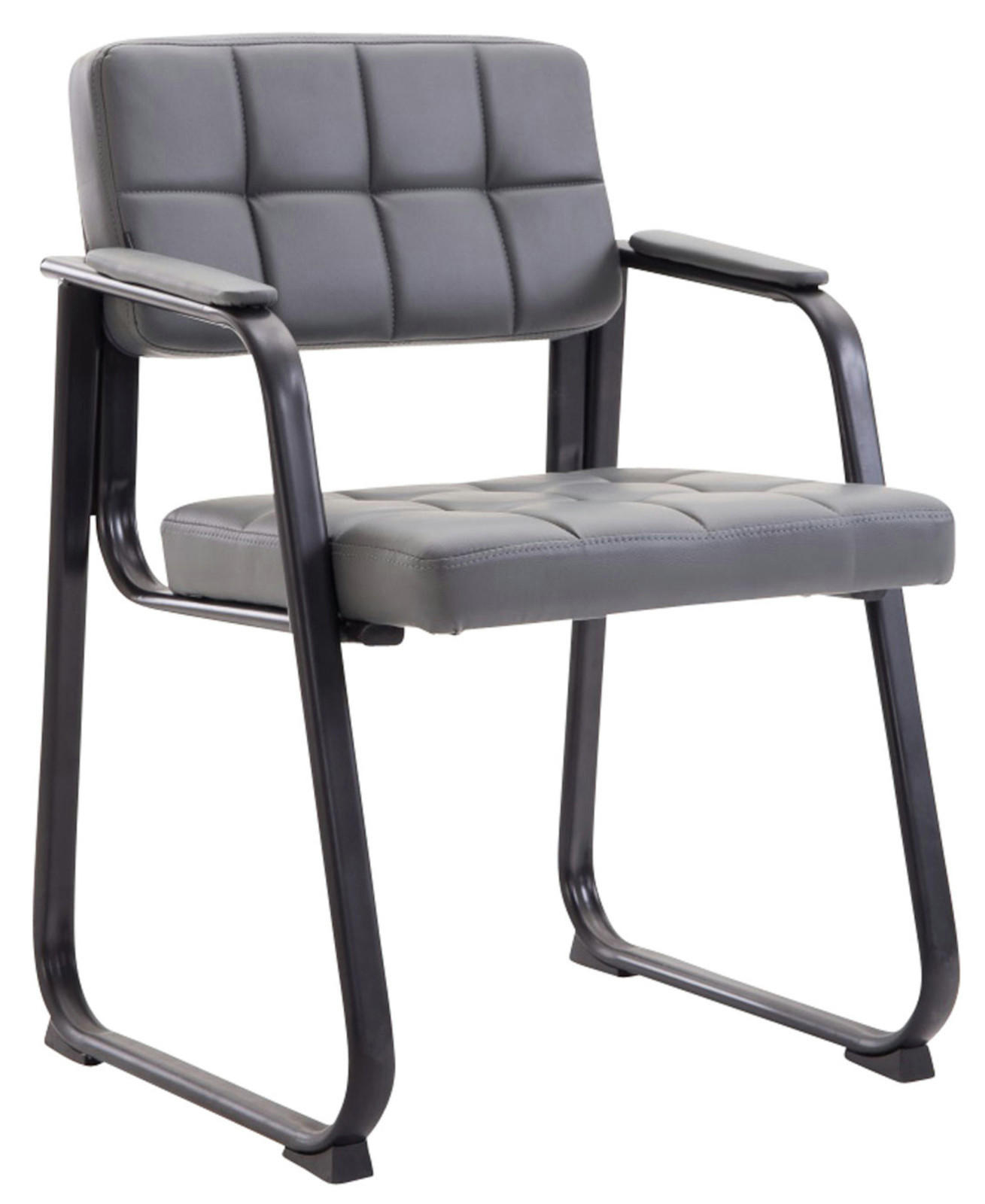 BESUCHERSTÜHLE Canam - 2er Set Kunstleder grau - Schwarz/Grau, Textil/Metall (59/84/58cm) - TPFLiving