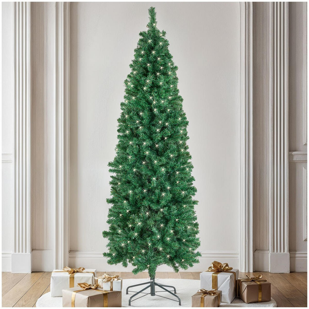 SET WEIHNACHTSBAUM MIT LICHTERKETTE ,pulverbeschichteter Metallständer mit Kunststoffkappen,grün - Grün, Kunststoff (180cm) - tectake