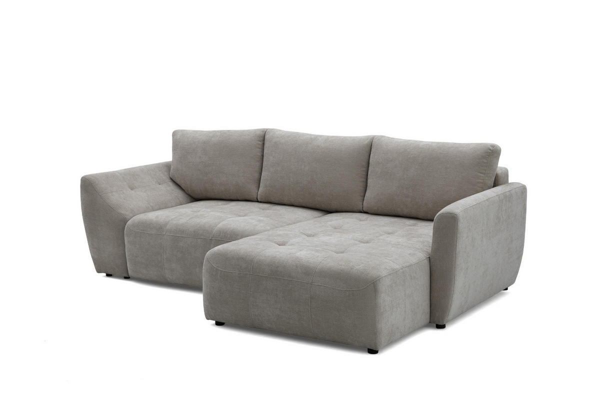 ECKSOFA NICE L Rechts mit Schlaffunktion 137x204 Chenille Grau - Schwarz/Grau, Holz/Textil (165/260cm) - Muffo