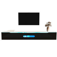TV ormarić 180/35/30 cm crno-bijeli od MDF-a i iverice s LED rasvjetom i zidnom montažom - crna, drvni materijal (180/30/35cm) - OKWISH