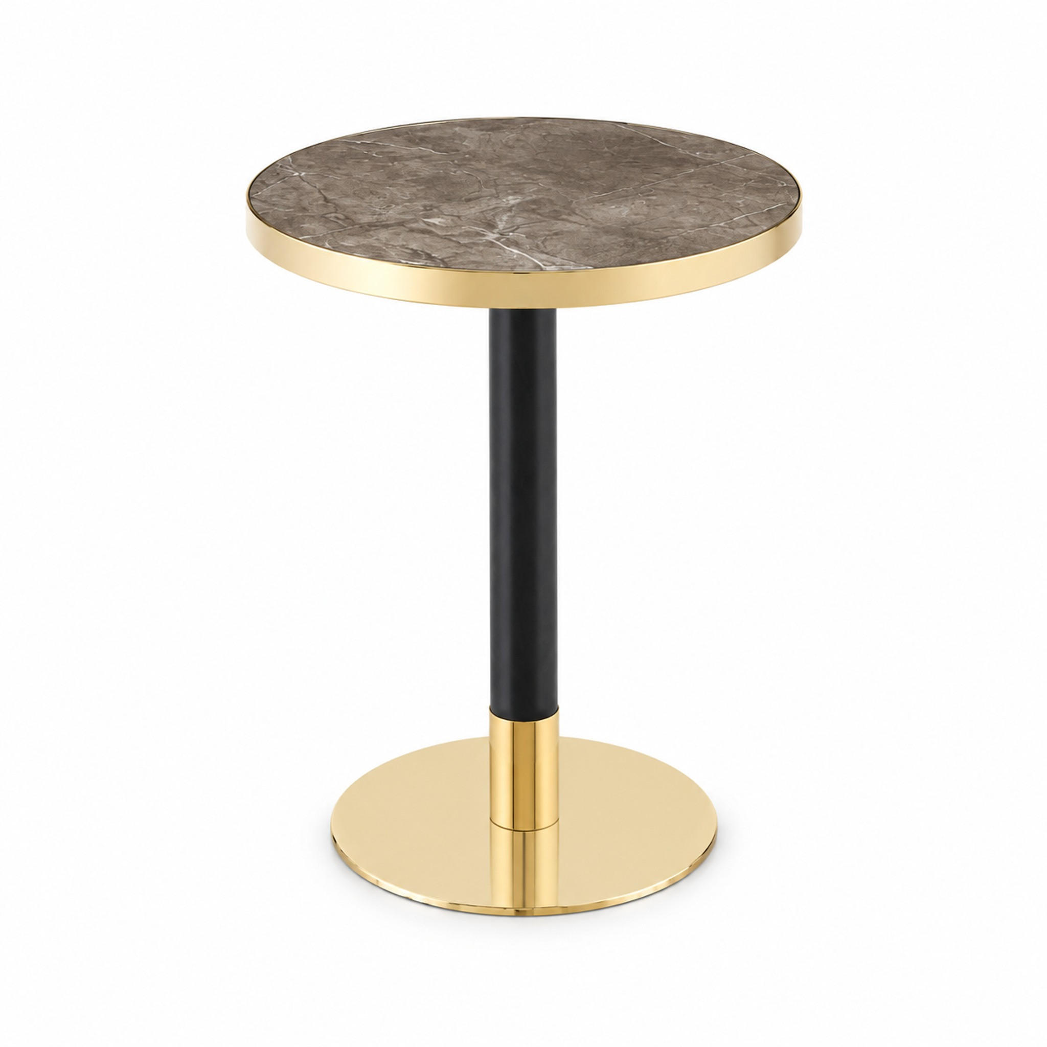 BEISTELLTISCH rund 60 cm Grau in Marmor-Optik mit Metallgestell - Grau, Holzwerkstoff (60/60/74cm) - MIVRAY