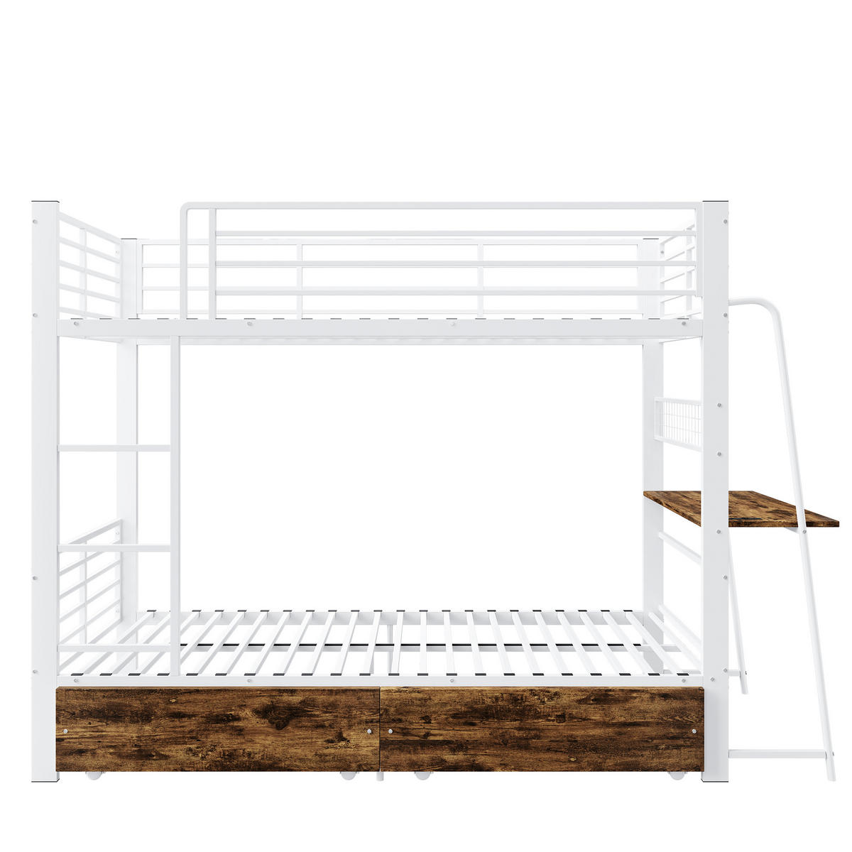 ETAGENBETT 90/200 cm DE-33081 mit Schreibtisch und LED Weiß - Weiß, Metall (90/200cm) - ComfortXL
