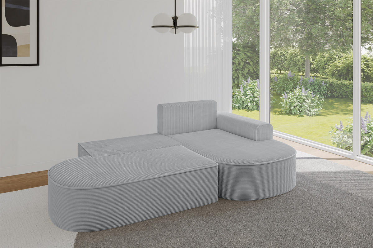ECKSOFA mit Schlaffunktion und Bettkasten Ottomane Rechts MARI-L1-S - 283x167x85 cm Grau Cord - Graphitfarben/Schwarz, Holzwerkstoff/Kunststoff (167/283cm) - ALTDECOR