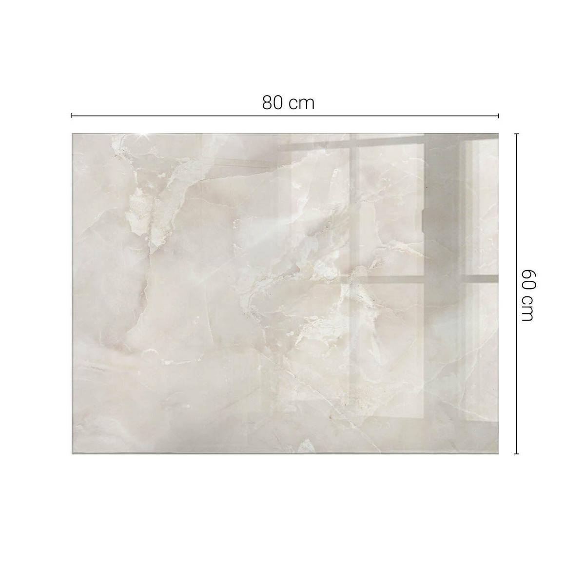 TISCHPLATTE 80x60 cm Marmorstruktur mit Textur - Creme, Glas (80/60/0.4cm) - TULUP