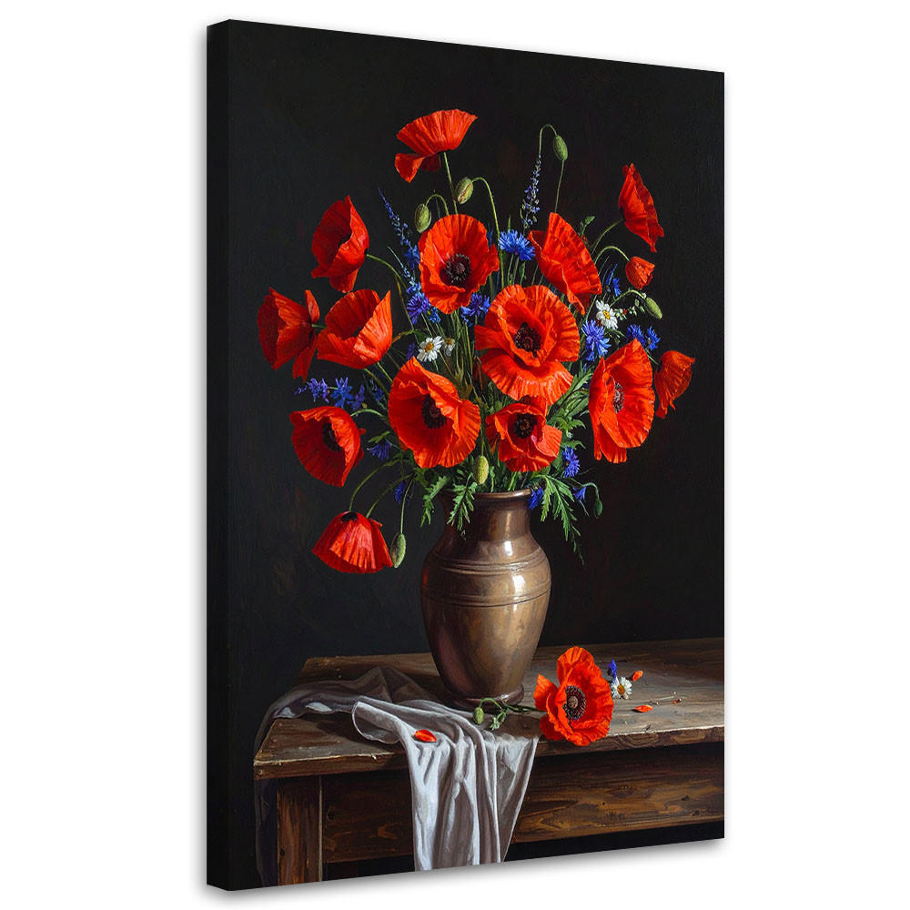 LEINWANDBILD Blumen 80x120cm - Rot, Textil (80/120cm) - Feeby