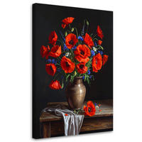 LEINWANDBILD Blumen 80x120cm - Rot, Textil (80/120cm) - Feeby