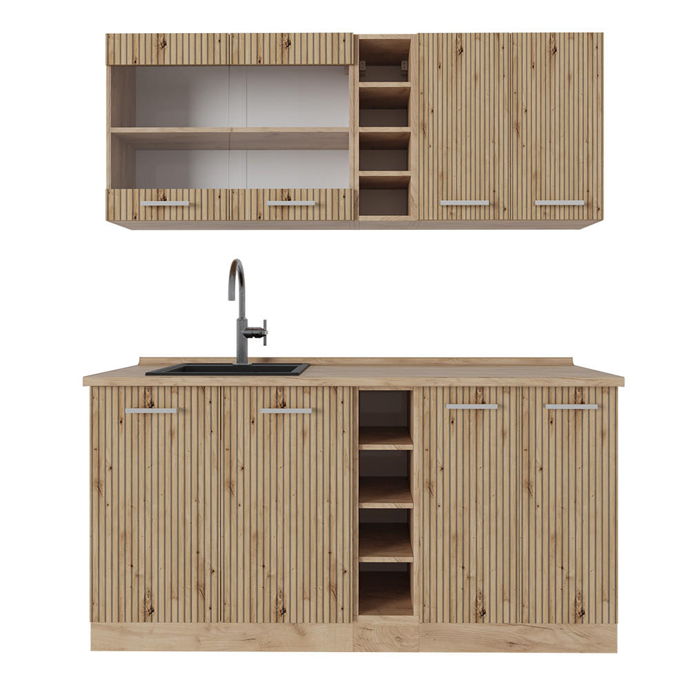 BUCĂTĂRIE SIMPLĂ R-Line Stejar artizanal/stejar Goldkraft 160 cm , AP Stejar