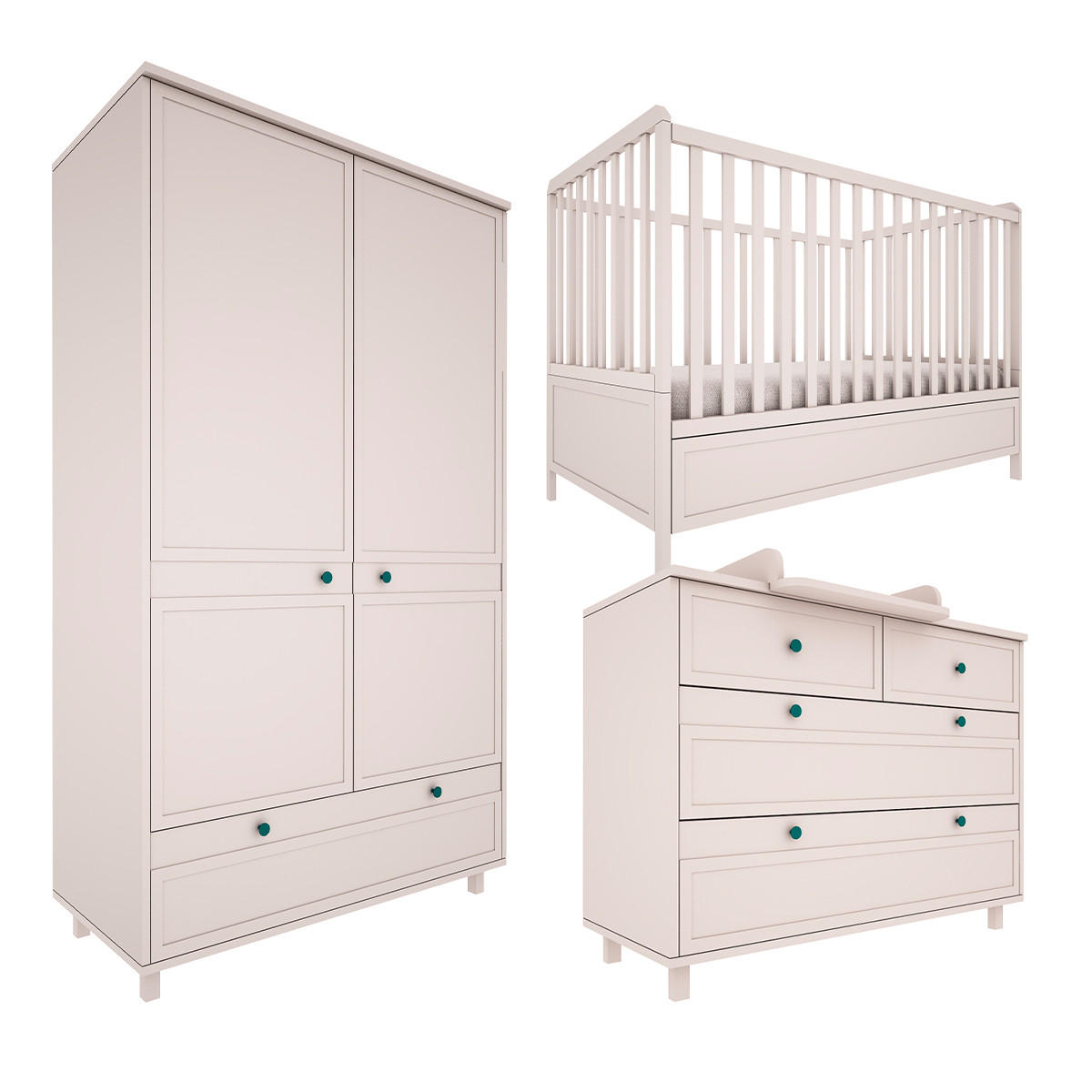 POKOJ PRO MIMINKO 3DÍLNÝ Gabriel Béžová - béžová, kompozitní dřevo (145/103/75cm) - Petits-meubles