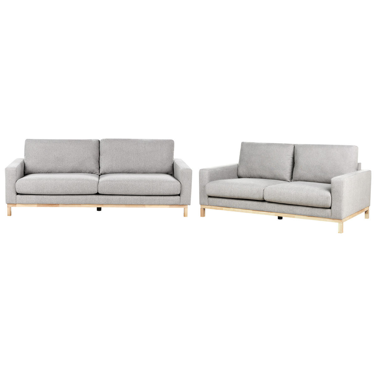 5-SITZER-SOFA SET grau/hellbraun Siggard - Hellbraun/Grau, Textil (92/92/217cm) - Beliani