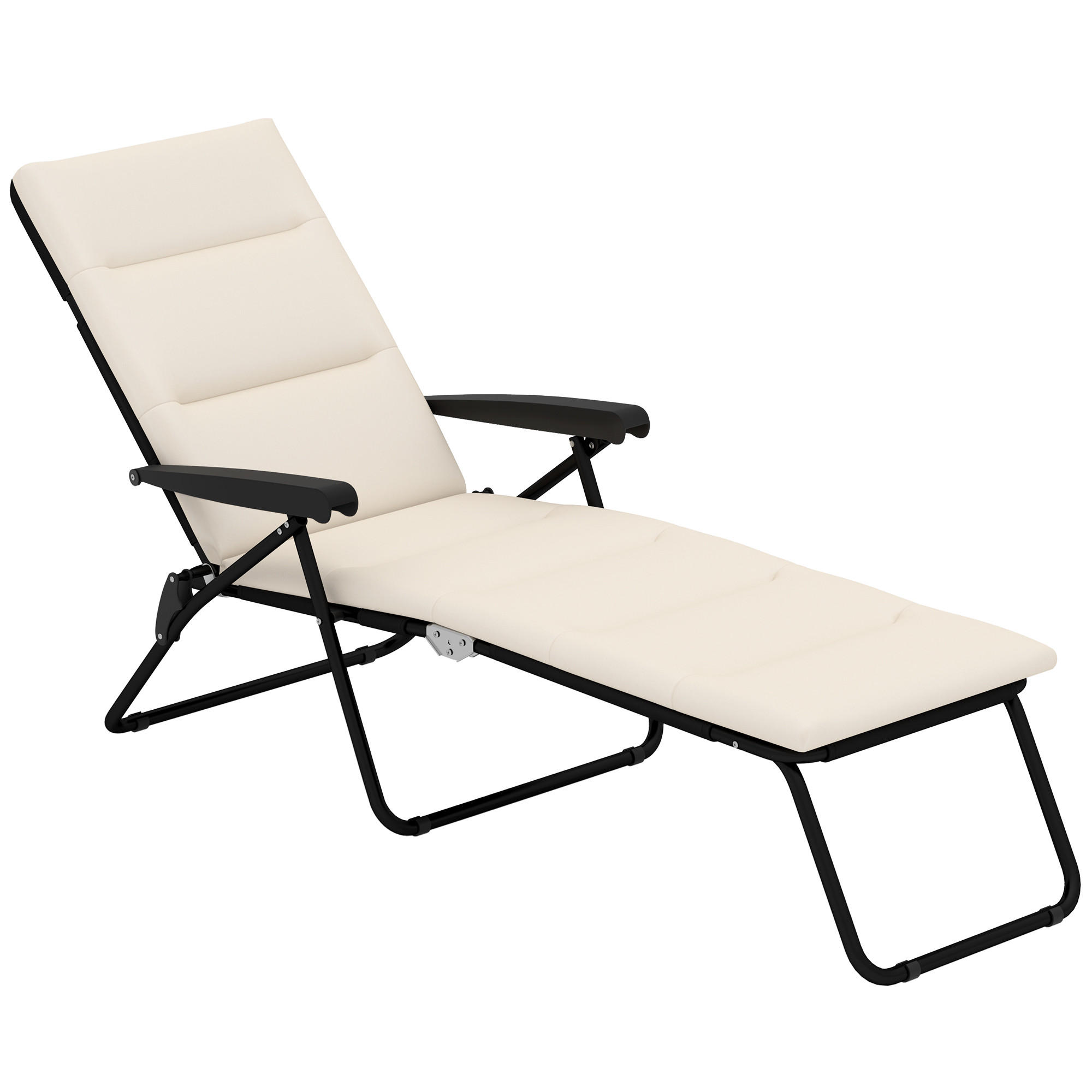 SONNENLIEGE DE-15653 153 cm, 6 Positionen, mit Matratze Creme - Creme, Metall (58.5/89/153cm) - ComfortXL