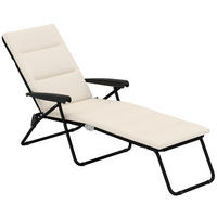 SONNENLIEGE DE-15653 153 cm, 6 Positionen, mit Matratze Creme - Creme, Metall (58.5/89/153cm) - ComfortXL