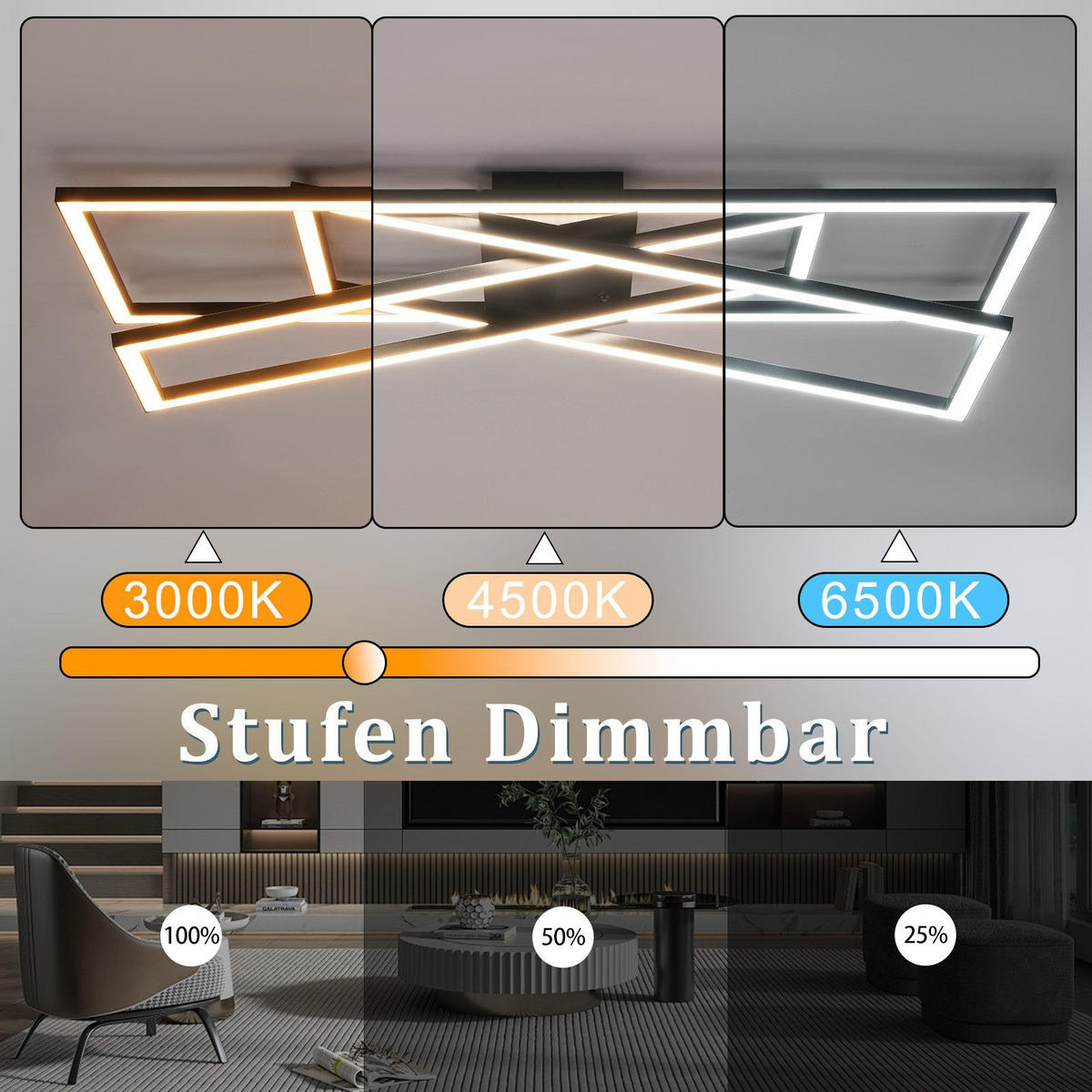 LED-DECKENLEUCHTE Mabee 23.5/75/13.5cm - Schwarz, Metall (75/23.5/13.5cm) - Nettlife