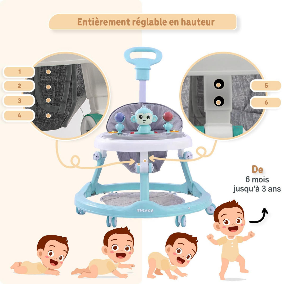 LAUFLERNWAGEN mit Spielset & Bodenmatte Blau - Blau, Kunststoff (70/70cm) - Twinky