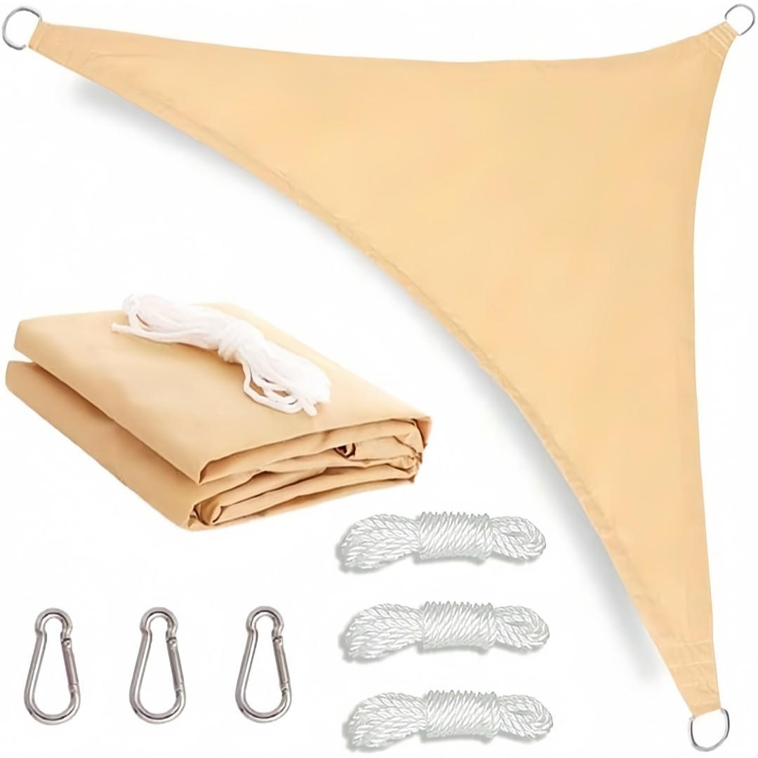 SONNENSEGEL Dreieck 4x4x4m Beige Wasserdicht UV-Schutz - Gelb, Textil (400/400cm) - Weltevree