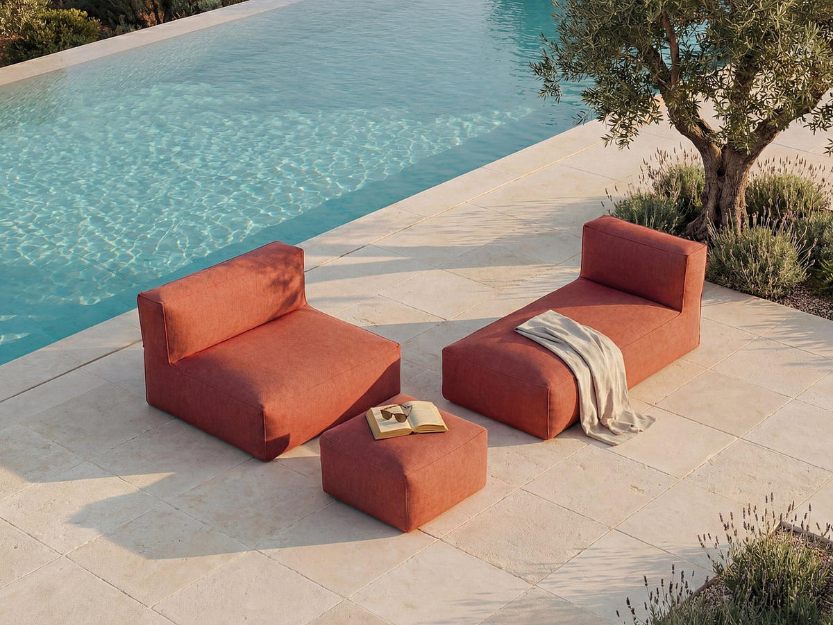 GARTENSITZGRUPPE im Set - 4 -Sitzer - Olefin - terracotta - NOUMARA - Braun, Textil - Vente-Unique