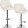 BARHOCKER 2er Set, Kunstleder,Höhenverstellbar, 360° Drehbar - Creme, Metall (47/104/39cm) - Woltu