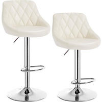 BARHOCKER 2er Set, Kunstleder,Höhenverstellbar, 360° Drehbar - Creme, Metall (47/104/39cm) - Woltu