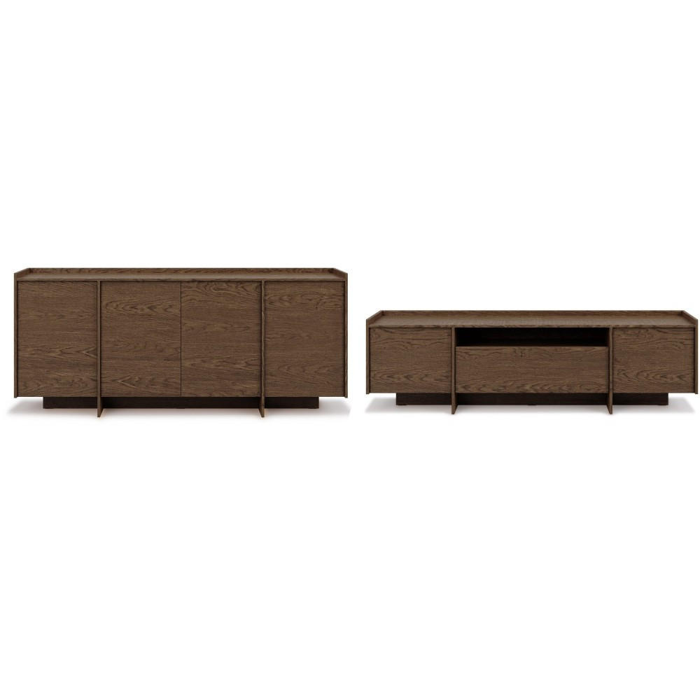 KOMMODE Juni + Lowboard im Japandi Stil, 200 cm, Baltic Storm eiche - Dunkelbraun, Holzwerkstoff (200/90/38cm) - Beautysofa