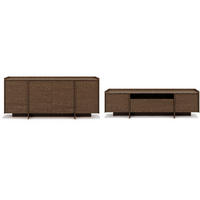 KOMMODE Juni + Lowboard im Japandi Stil, 200 cm, Baltic Storm eiche - Dunkelbraun, Holzwerkstoff (200/90/38cm) - Beautysofa