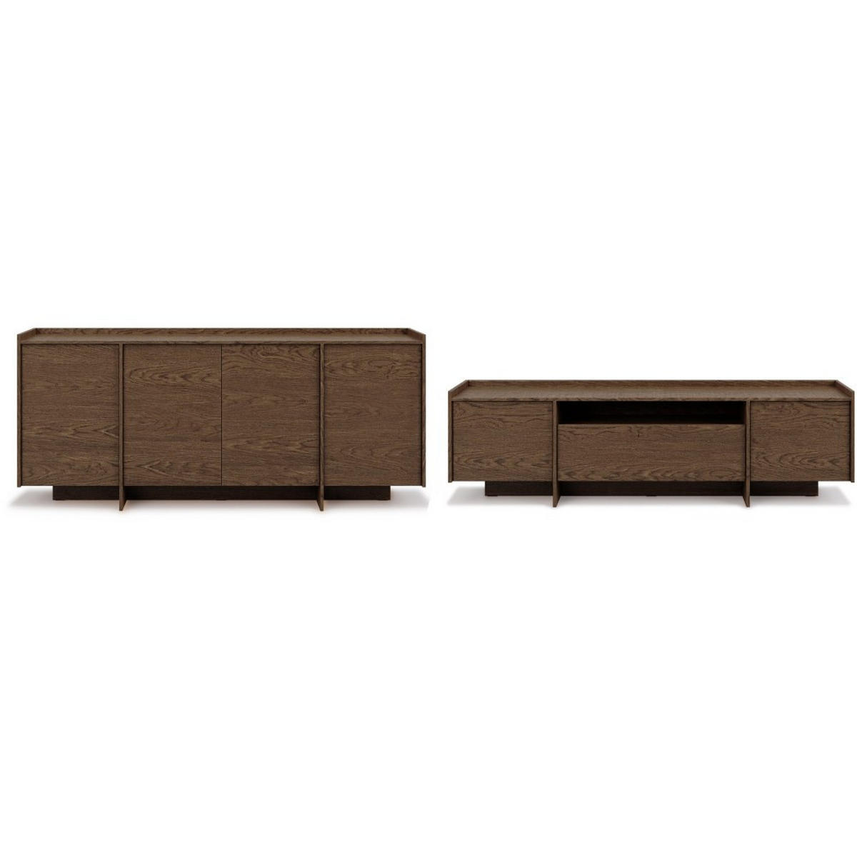 KOMMODE Juni + Lowboard im Japandi Stil, 200 cm, Baltic Storm eiche - Dunkelbraun, Holzwerkstoff (200/90/38cm) - Beautysofa