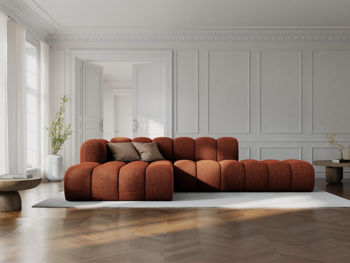 ECKSOFA modular links Lupine aus Chenille-Stoff terrakotta 5 Sitzplätze - Terracotta, Textil (177/299cm) - Micadoni