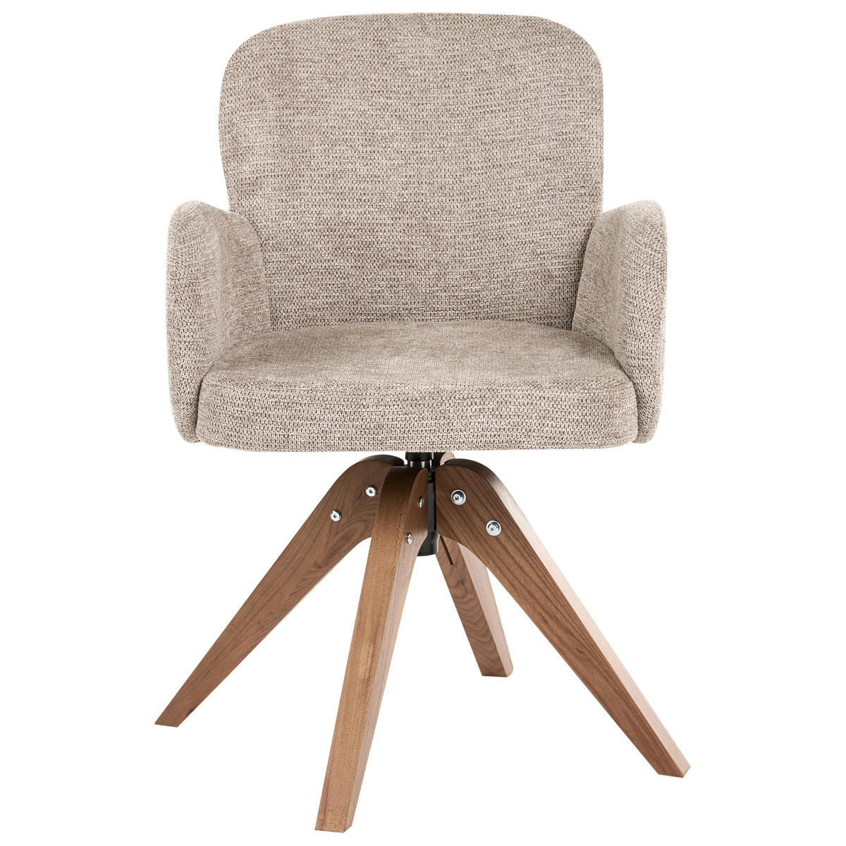 ESSZIMMERSTUHL 2er Set drehbar Stoff Taupe Jean - Taupe, Holz/Textil (64/82/70cm) - Beliani