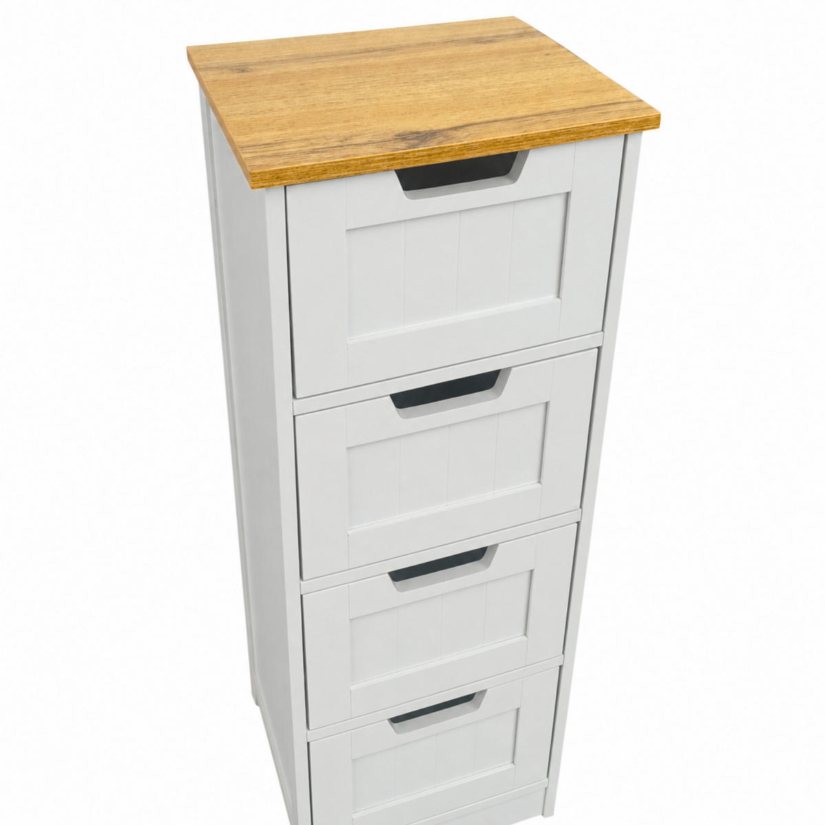 BADEZIMMERSCHRANK MDF Weiß Eiche 4 Schubladen 30x30x81 cm - Eichefarben/Weiß, Holzwerkstoff (30/81/30cm) - Begryf