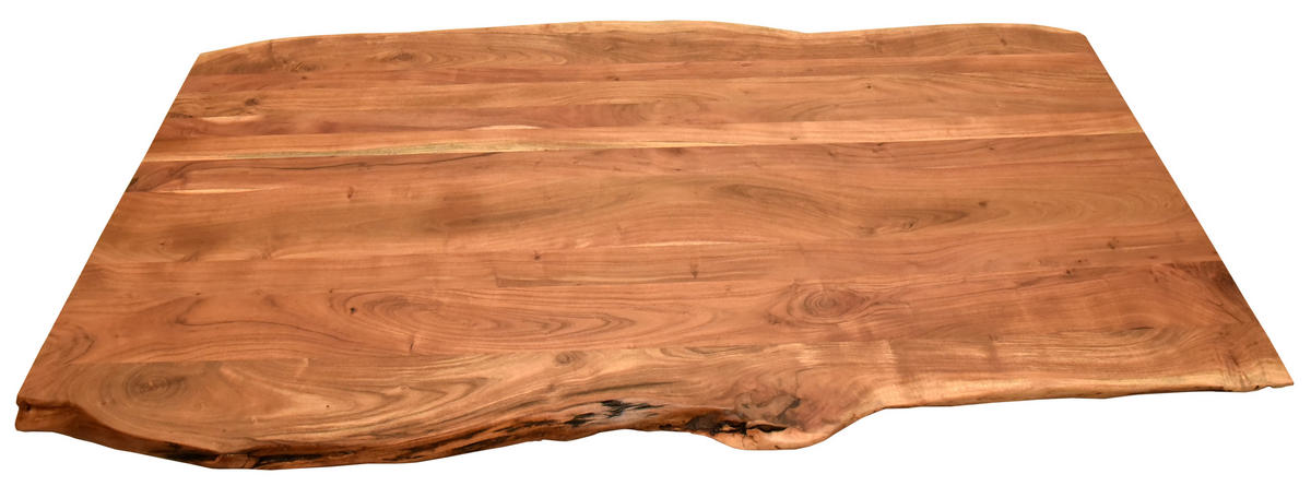 BAUMKANTENTISCH Catania Akazie X-Bein Gestell 200 x 100 cm - Schwarz/Braun, Holz/Metall (200/100/75cm) - Mr. Deko