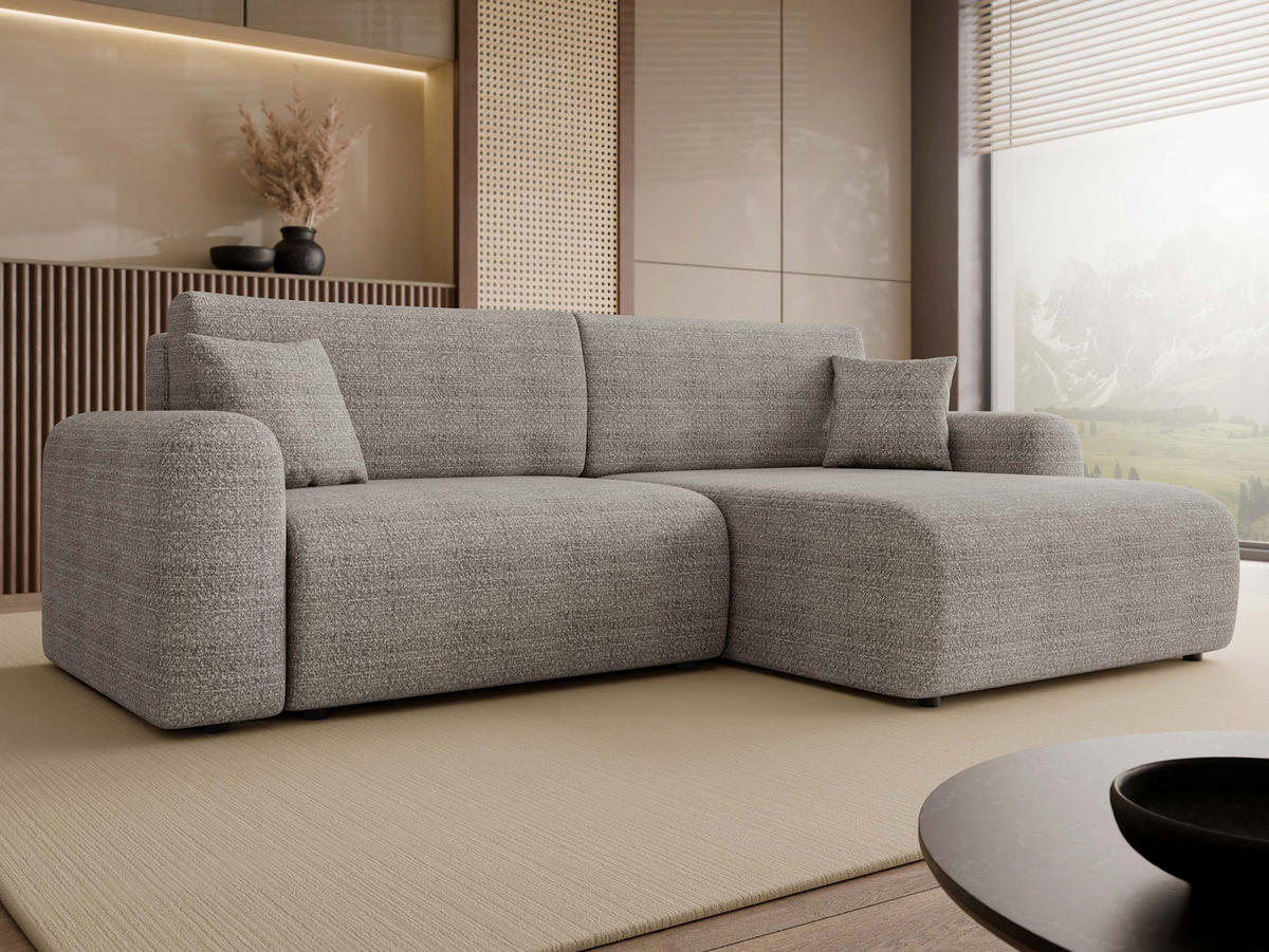 ECKSOFA Floryn L - Schwarz/Grau, Holz/Kunststoff (245/145cm) - MIRJAN24