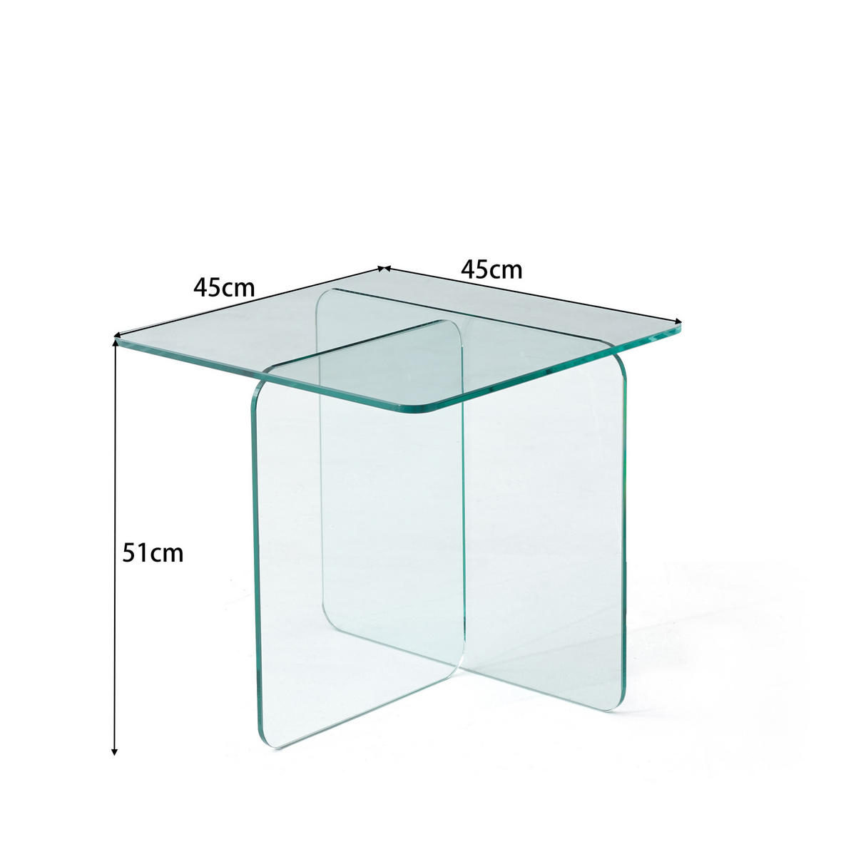 BEISTELLTISCH 45/45/51 cm aus Klarglas, vielseitig und pflegeleicht - Klar, Glas (45/45/51cm) - BEAOK