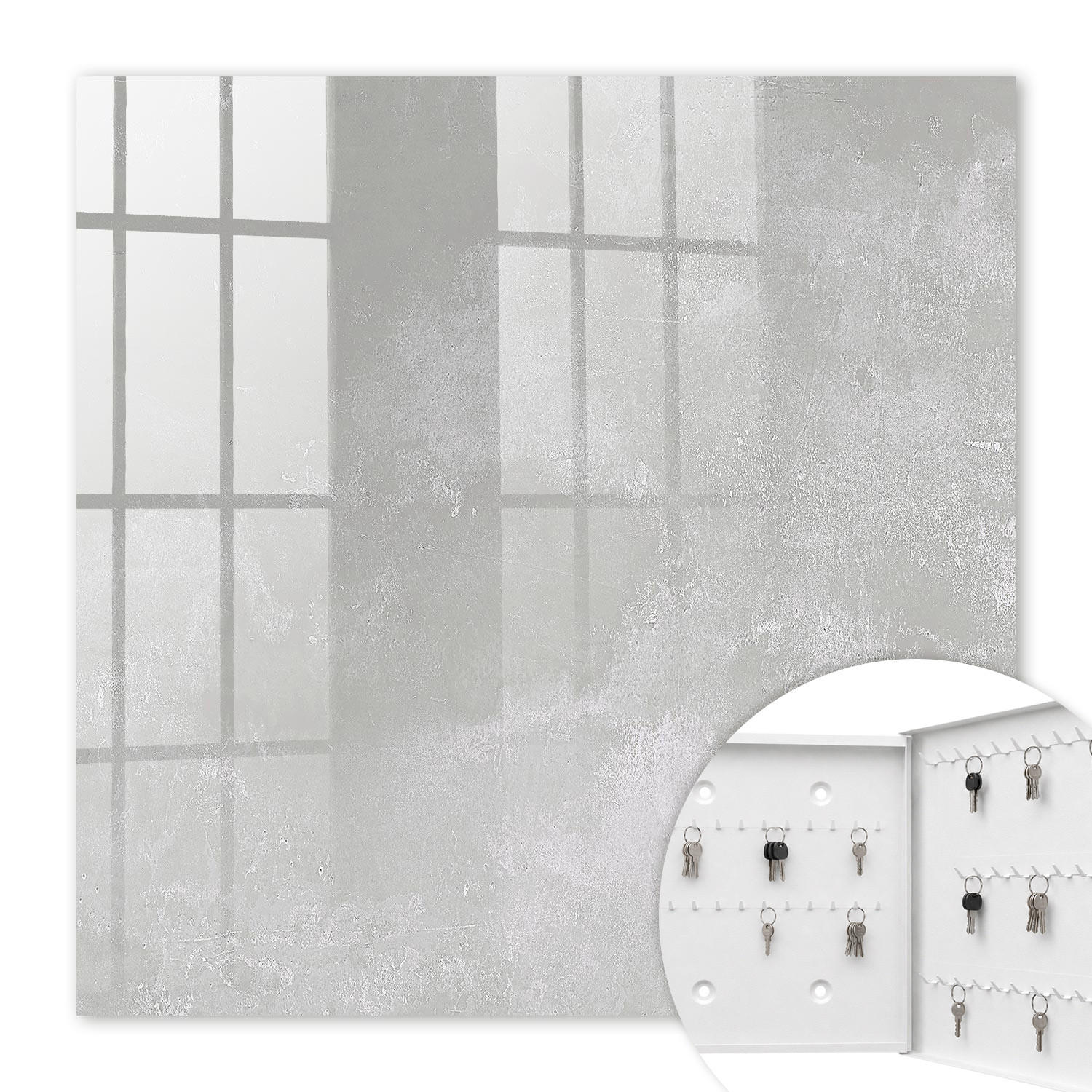 SCHLÜSSELBOX Weiß 30x30 cm – Türöffnung nach rechts - Graue Eleganz - Grau, Metall (30/30/5cm) - TULUP