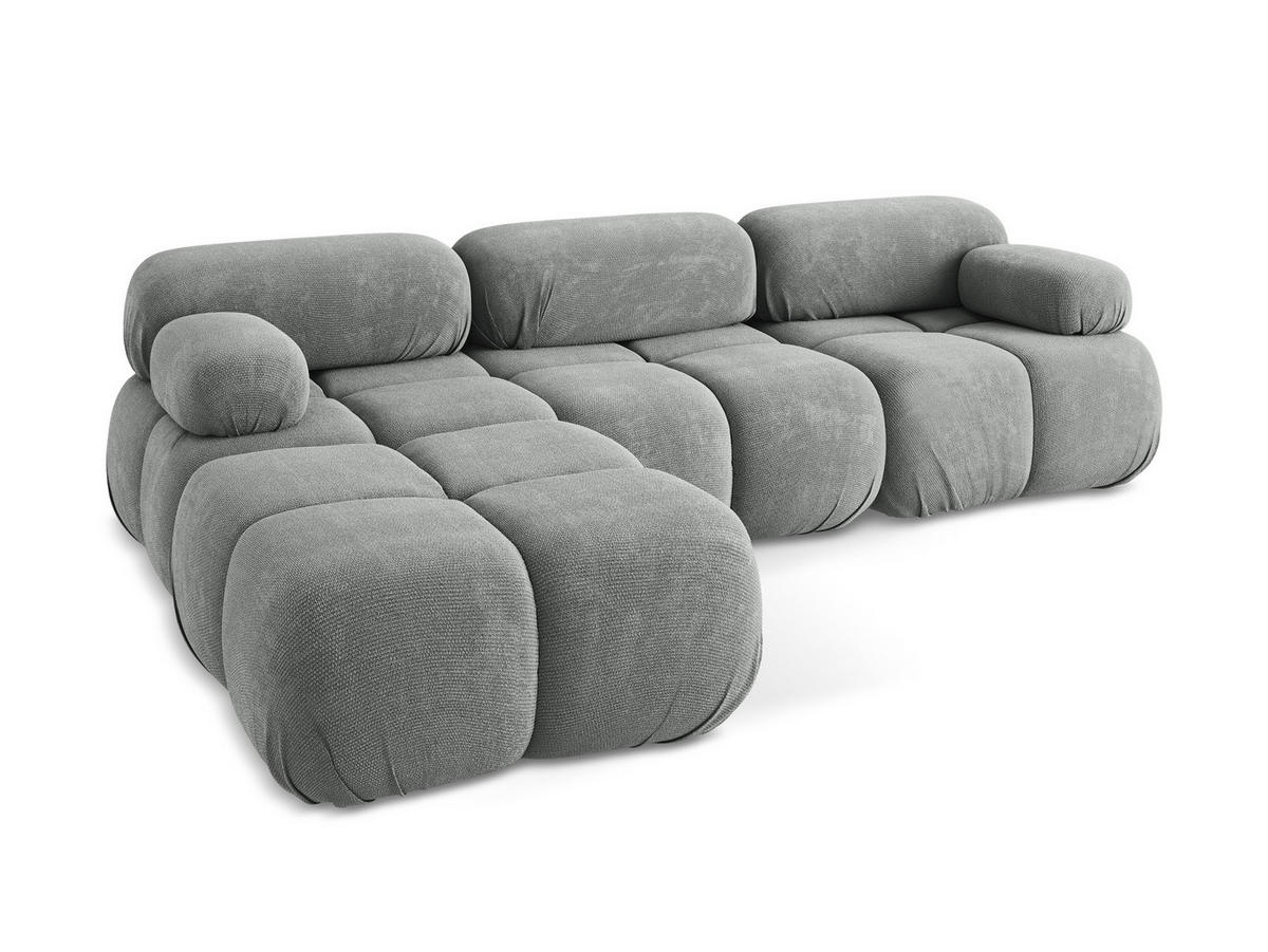 ECKSOFA Beidseitig Chenille Stoff Grau - Blau/Schwarz, Kunststoff/Textil (285/191cm) - Makamii