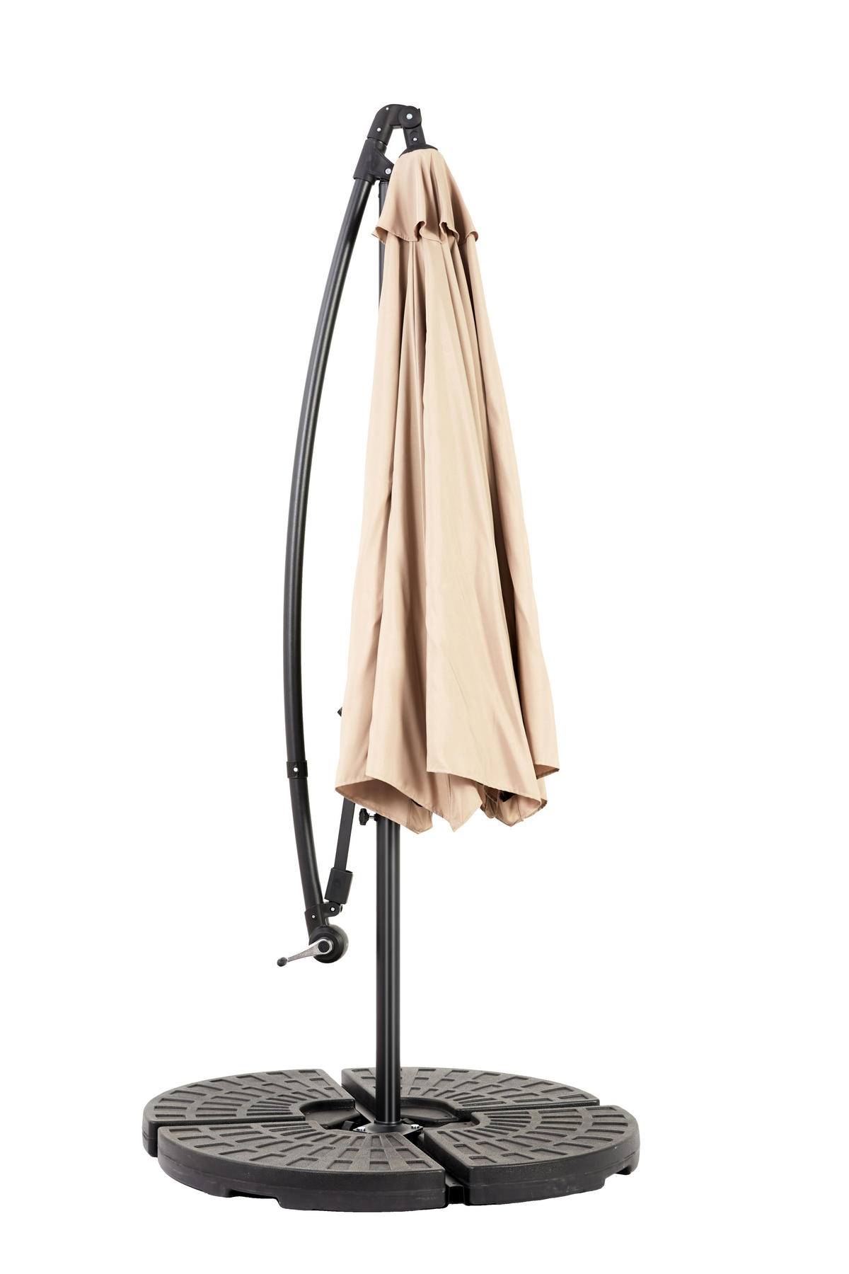 SONNENSCHIRM aus Polyester & Metall 2,33x2,33x2,4 m Beige mit Kurbel & Knickfunktion - Beige, Metall (233/233cm) - Modfu