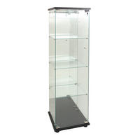 GLASVITRINE Stehend 4-Lagen Mit LED, Schloss & 1 Tür Schwarz - Schwarz, Holz (36.5/164/42.5cm)