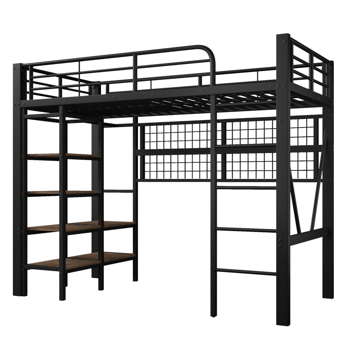 HOCHBETT 90/200 cm aus Metall mit LED-Lichtleiste und Ablagefach Schwarz - Schwarz, Metall (90/200cm) - Modenvie