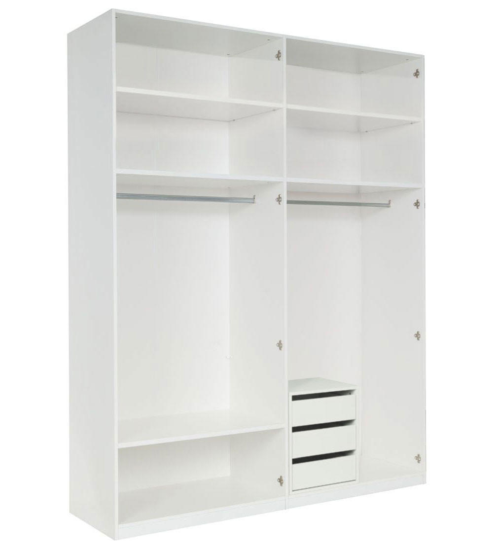 KLEIDERSCHRANK Italia weiß matt / weiß hochglanz 180 / 59 / 237cm - Weiß Hochglanz/Weiß, Holz/Holzwerkstoff (180/237/59cm) - Feldmann-Wohnen