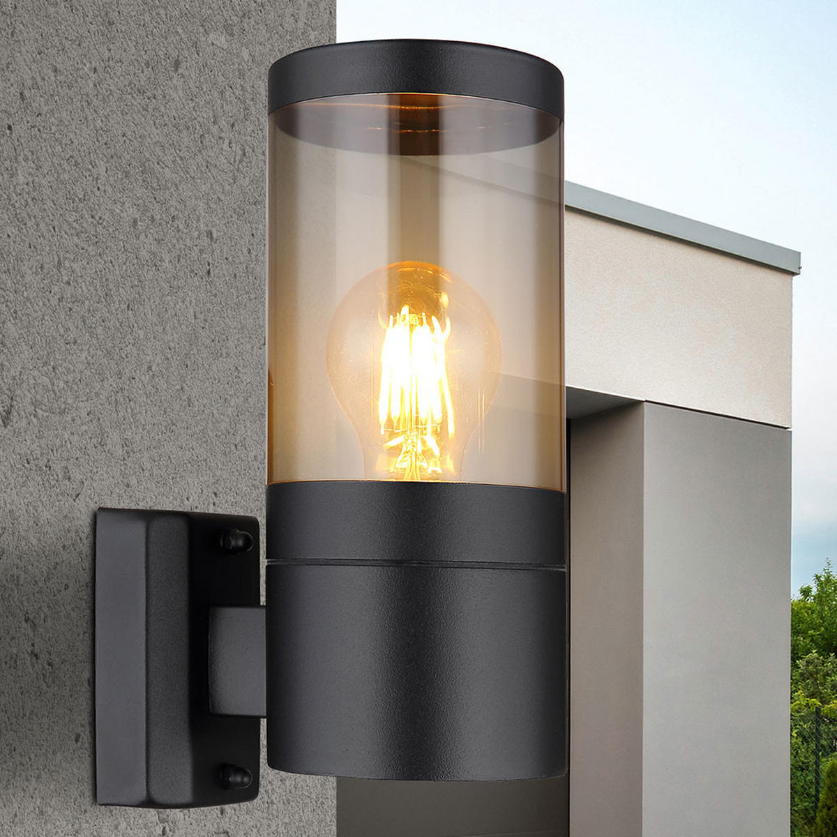 LED AUSSENWANDLEUCHTE Edelstahl Schwarz - Schwarz, Metall (10.2/24/15.5cm) - Globo Lighting