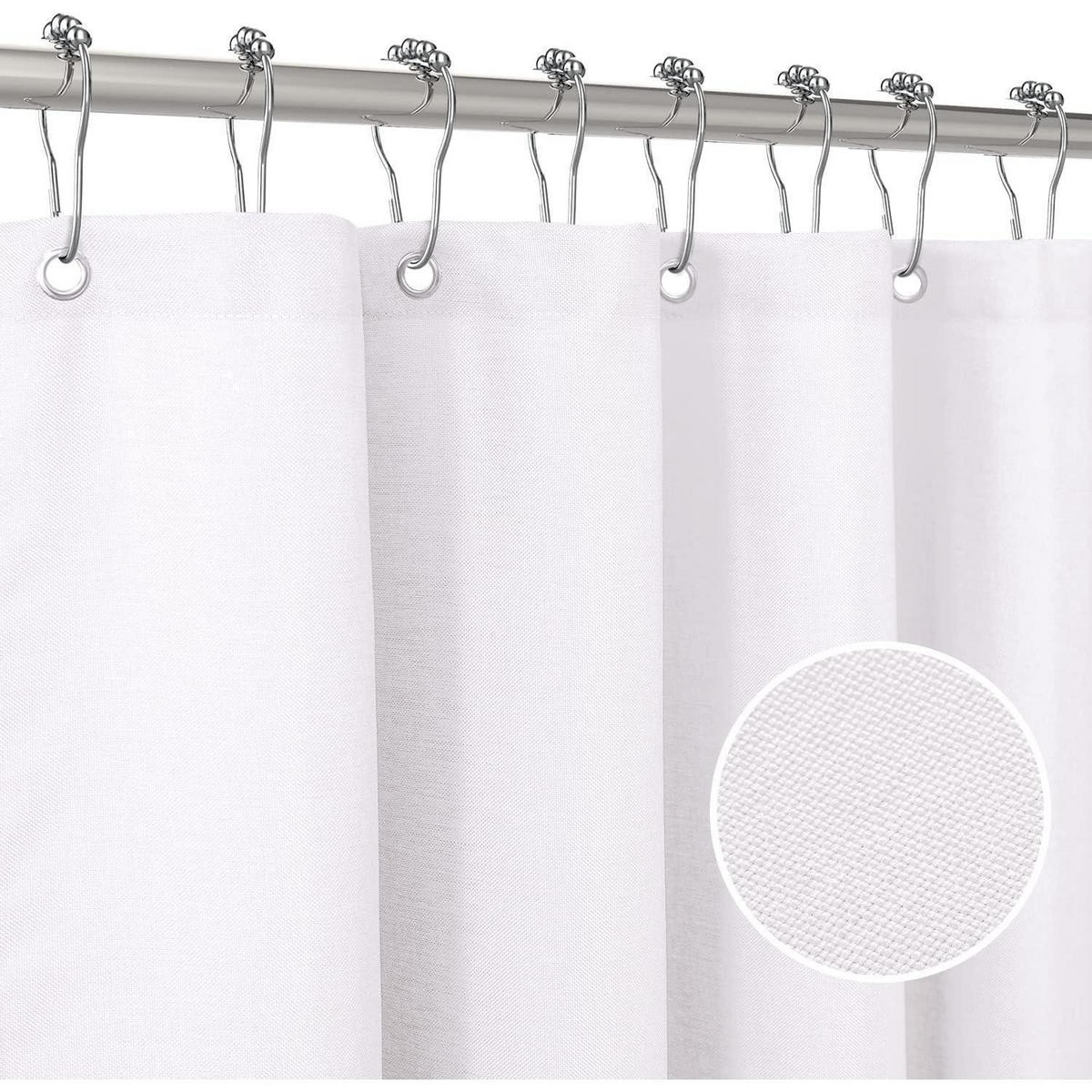 DUSCHVORHANG Leinenoptik 92 x 182 cm Weiß - Weiß, Textil (92/182cm)