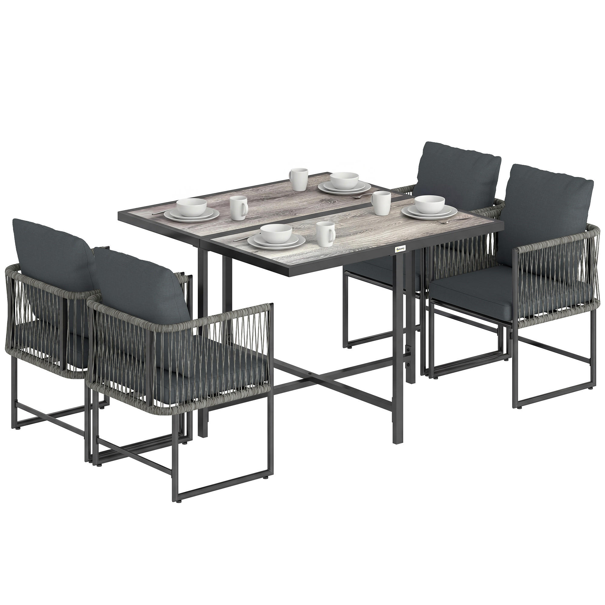 GARTENMÖBEL SET 5-teilig DE-09893 Grau - Grau, Metall - ComfortXL