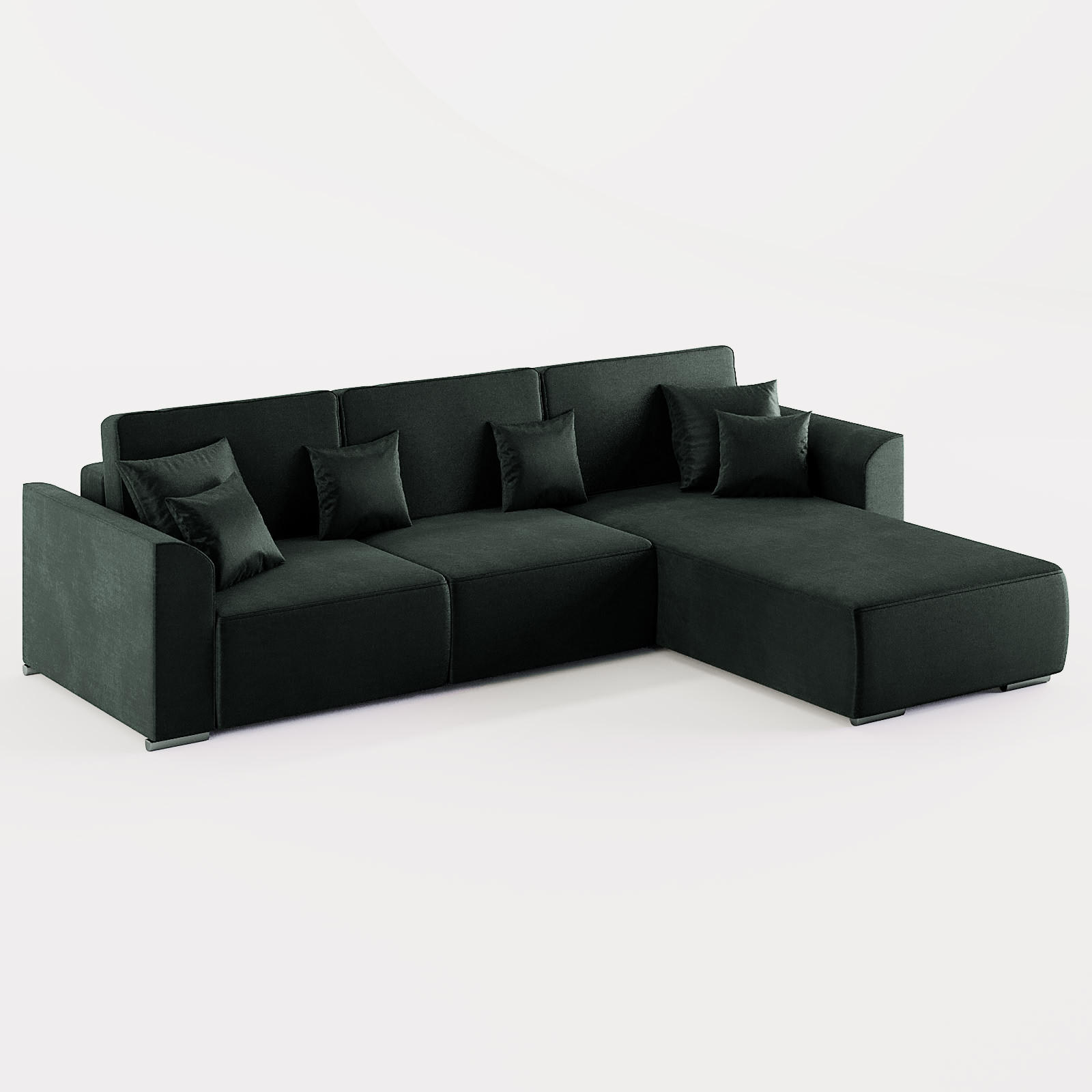 ECKSOFA LUMO L Rechts Dunkelgrau Velours-Stoff mit Schlaffunktion und Bettkasten - Dunkelgrau, Textil (293/195cm) - Barchello