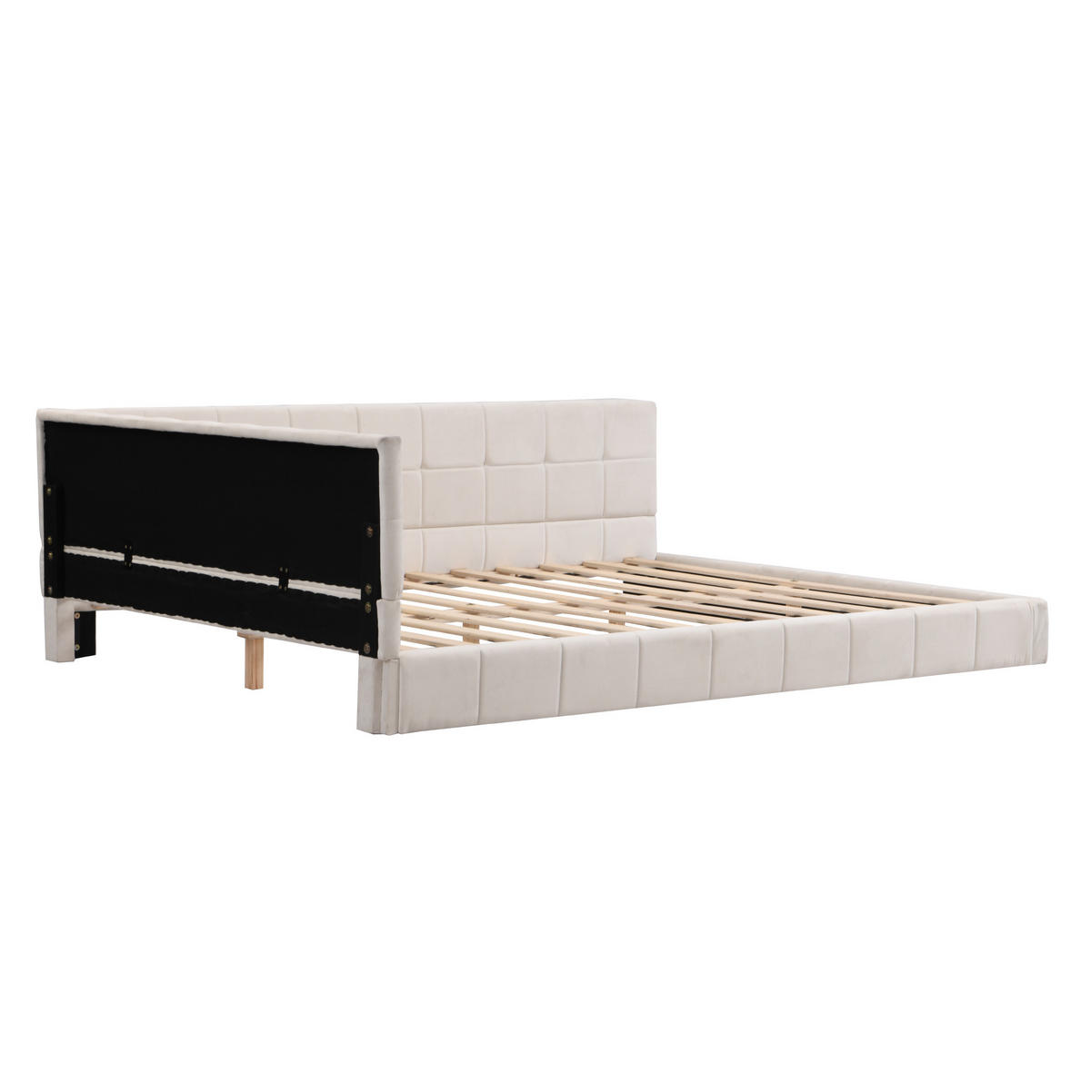 TAPECIRANI dnevni krevet 140/200 cm bež od tkanine s letvičastom podlogom i naslonom - bež, tekstil (140/200cm) - OKWISH