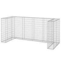 3ER Gabionen Mülltonnenbox ESOL | 110x254x100cm| Mülltonnenverkleidung für 3 Tonnen - Silberfarben, Metall (254/110/100cm) - DELUKE